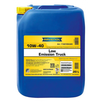 Моторна полусінтетична олива Ravenol 10W-40 Low Emission Truck SJ-4/CI-4, E4/Е6/E7/E9 для грузових 20 л 