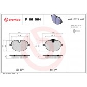Колодки тормозные дисковые задние Brembo P06 064 комплект BMW 5 F10