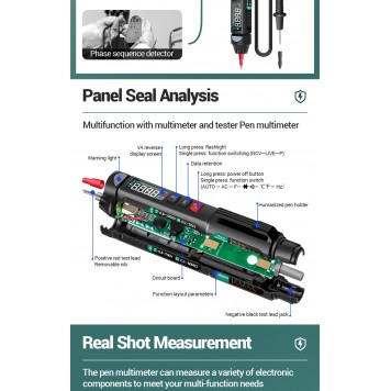 Багатофункціональний цифровий компактний смарт мультиметр - ручка з ліхтариком Aneng A3008-1